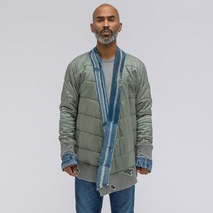 Greg Lauren Army Indigo Stripe Puffer Kimono Size 2